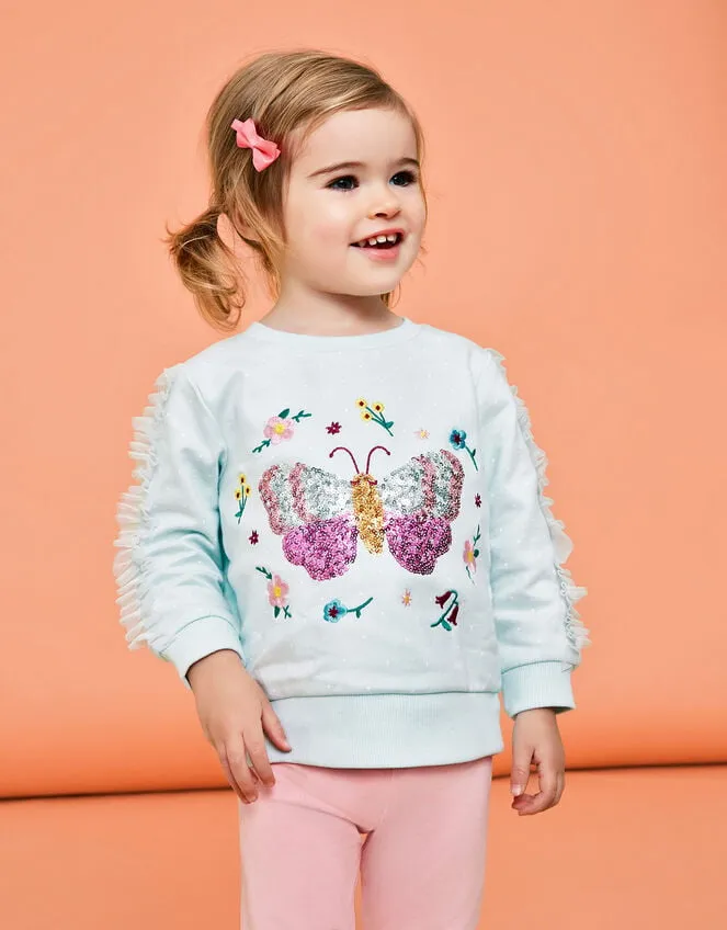Children Baby Butterfly Sweater And Leggings Set Blue Monsoon Outfits and Rompers