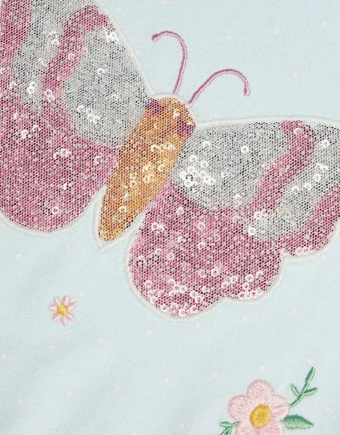 Children Baby Butterfly Sweater And Leggings Set Blue Monsoon Outfits and Rompers