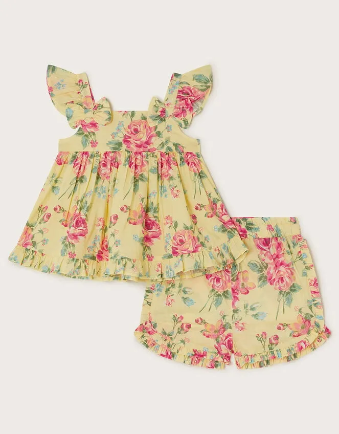 Children Baby Floral Top And Shorts Yellow Monsoon Beachwear and Swimwear
