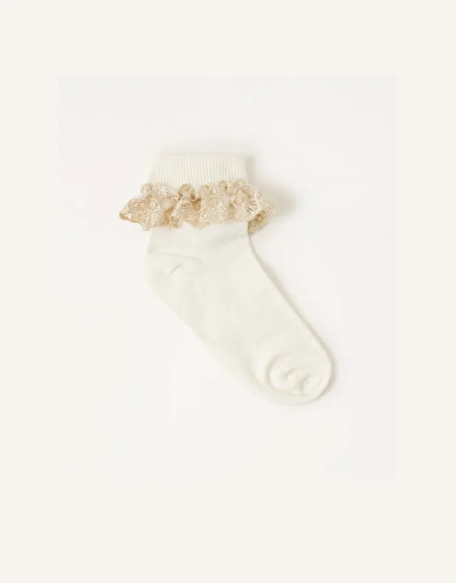 Children Baby Sparkle Lace Socks Ivory Monsoon Girls039 Tights and Socks