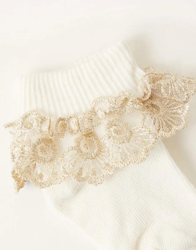 Children Baby Sparkle Lace Socks Ivory Monsoon Girls039 Tights and Socks