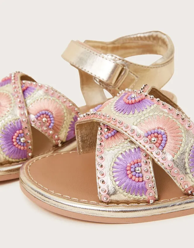 Children Beaded Fan Sandals Multi Monsoon Girls039 Shoes and Sandals