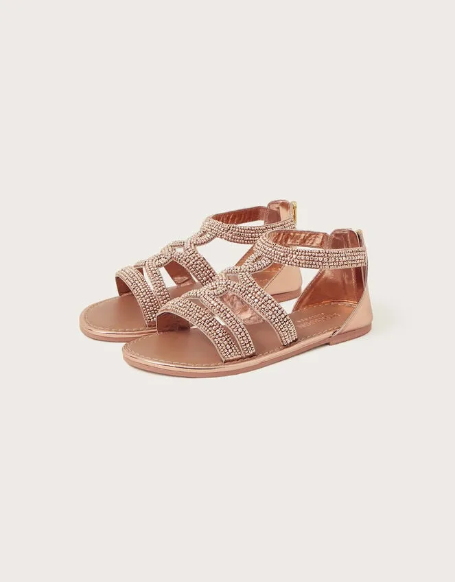 Children Beaded Strappy Sandals Gold Monsoon Girls039 Shoes and Sandals