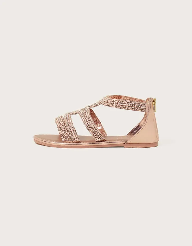 Children Beaded Strappy Sandals Gold Monsoon Girls039 Shoes and Sandals