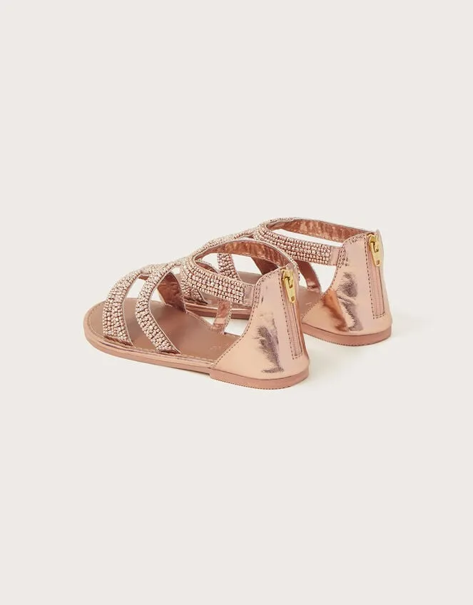 Children Beaded Strappy Sandals Gold Monsoon Girls039 Shoes and Sandals