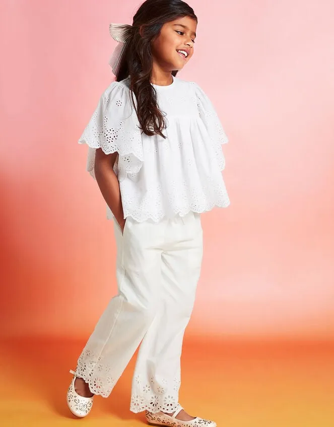 Children Broderie Trousers Ivory Monsoon Trousers and Shorts