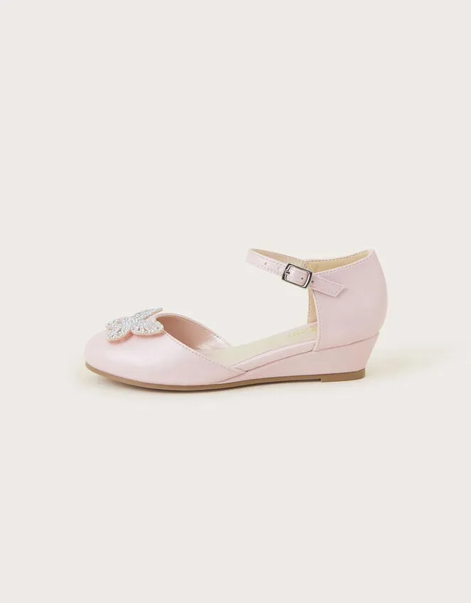 Children Diamante Butterfly Wedges Pink Monsoon Partywear