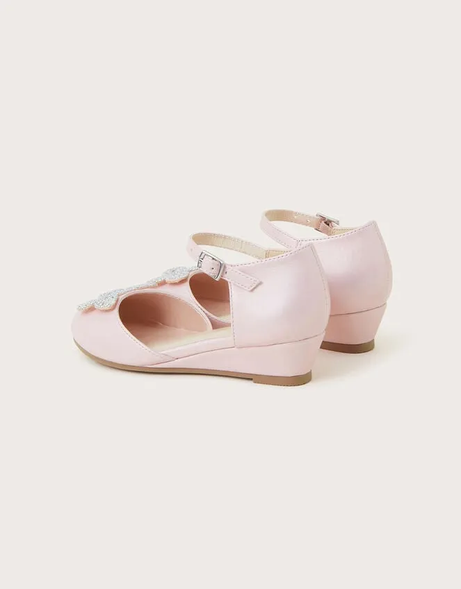 Children Diamante Butterfly Wedges Pink Monsoon Partywear