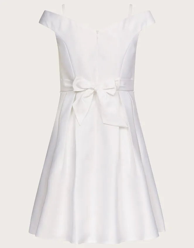 Children Duchess Twill Bardot Prom Dress Ivory Monsoon Dresses