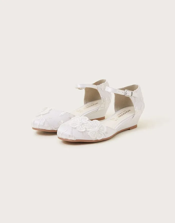 Children Essie Lacey Flower Wedges Ivory Monsoon Partywear