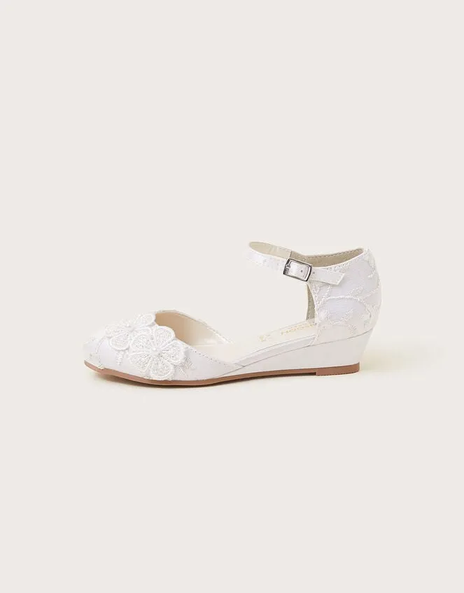 Children Essie Lacey Flower Wedges Ivory Monsoon Partywear