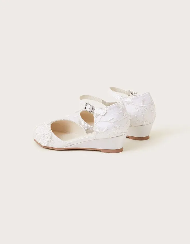 Children Essie Lacey Flower Wedges Ivory Monsoon Partywear