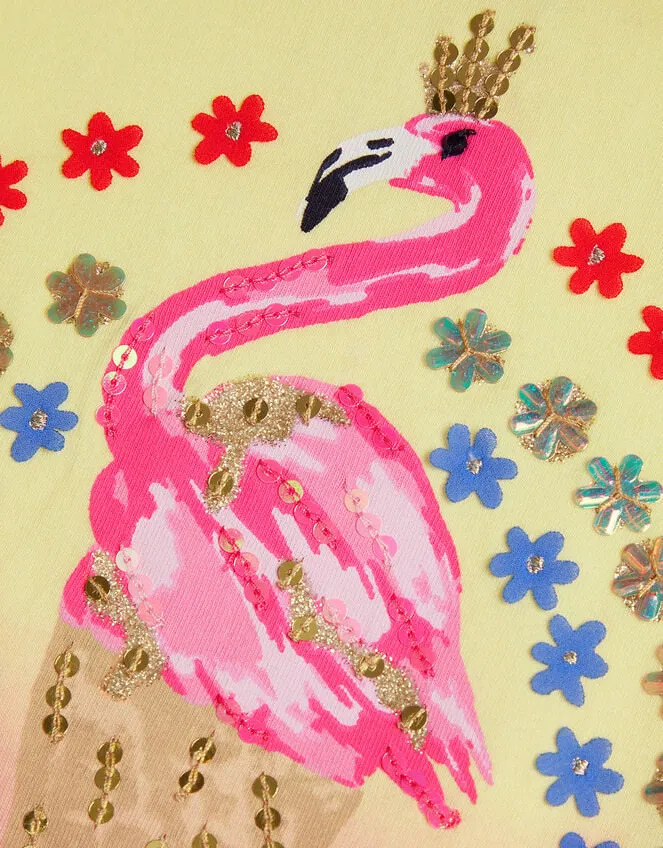 Children Flamingo Ice Cream TShirt Yellow Monsoon Tops and TShirts