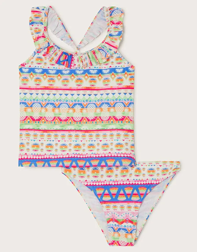 Children Fruit Stripe Tankini Set Orange Monsoon Beachwear and Swimwear