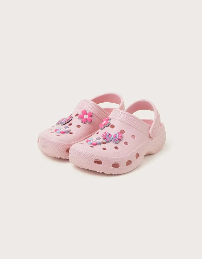 Children Glitter Butterfly Clogs Pink Monsoon Girls039 Shoes and Sandals