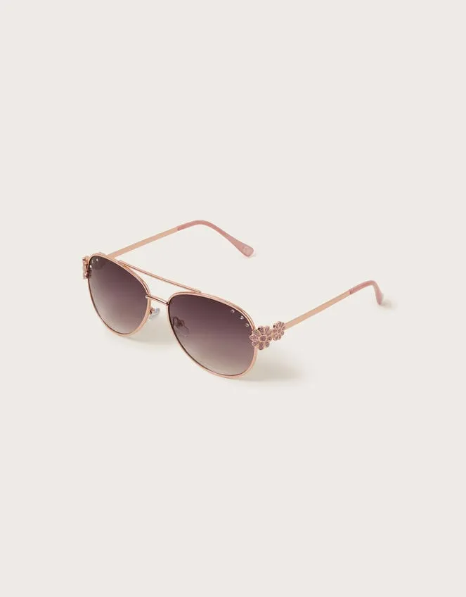 Children Glitter Flower Aviators Monsoon Hats and Sunglasses