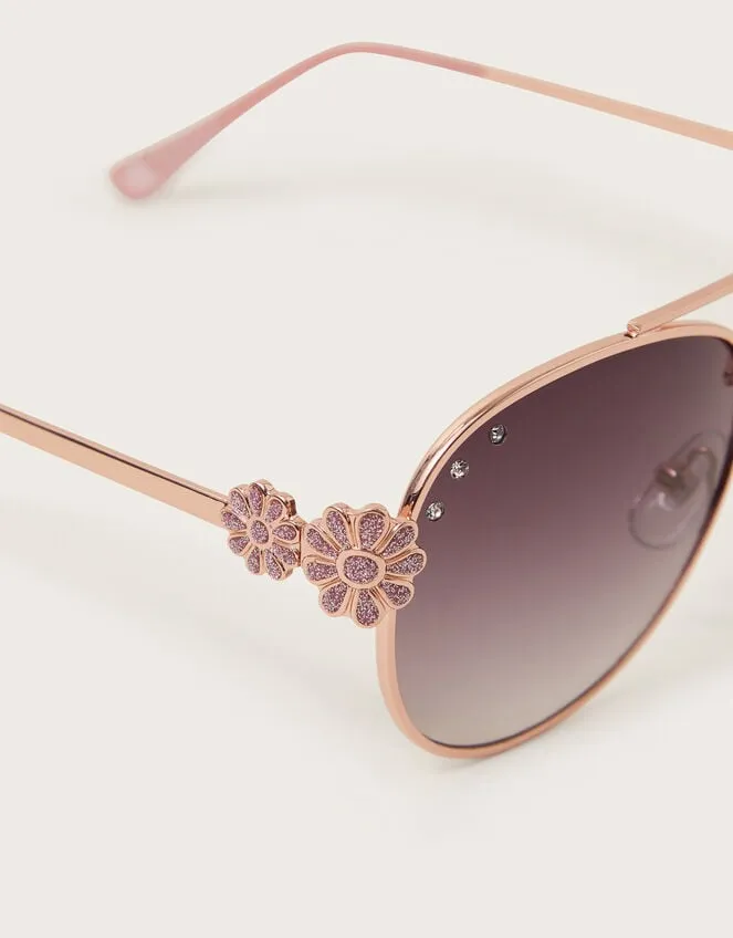 Children Glitter Flower Aviators Monsoon Hats and Sunglasses