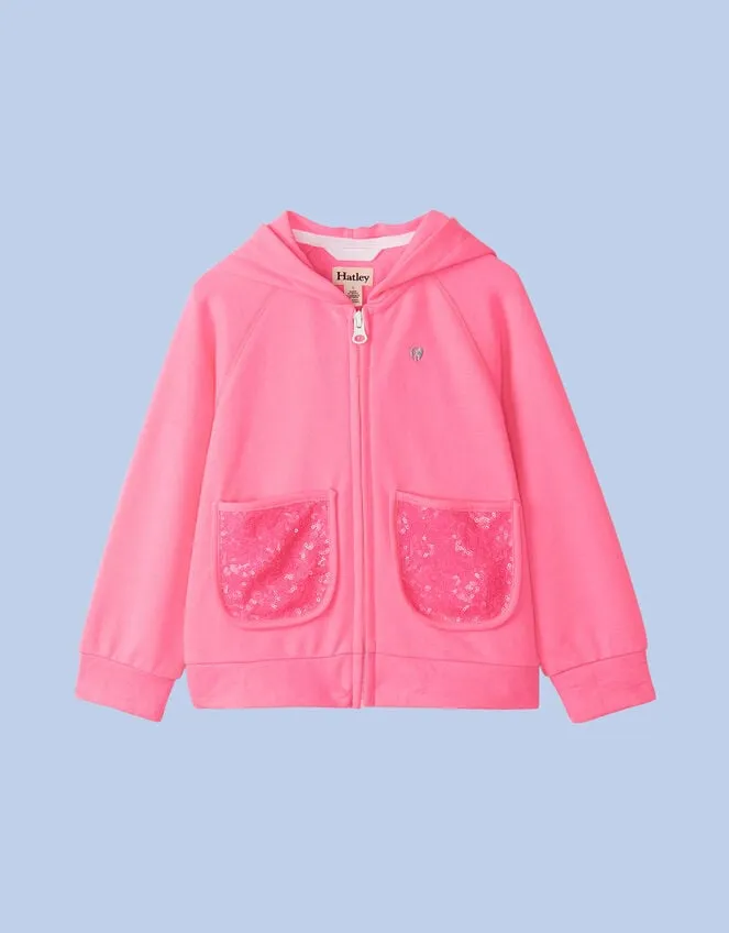 Children Hatley Neon Raglan Hoodie Pink Monsoon Knitwear and Cardigans