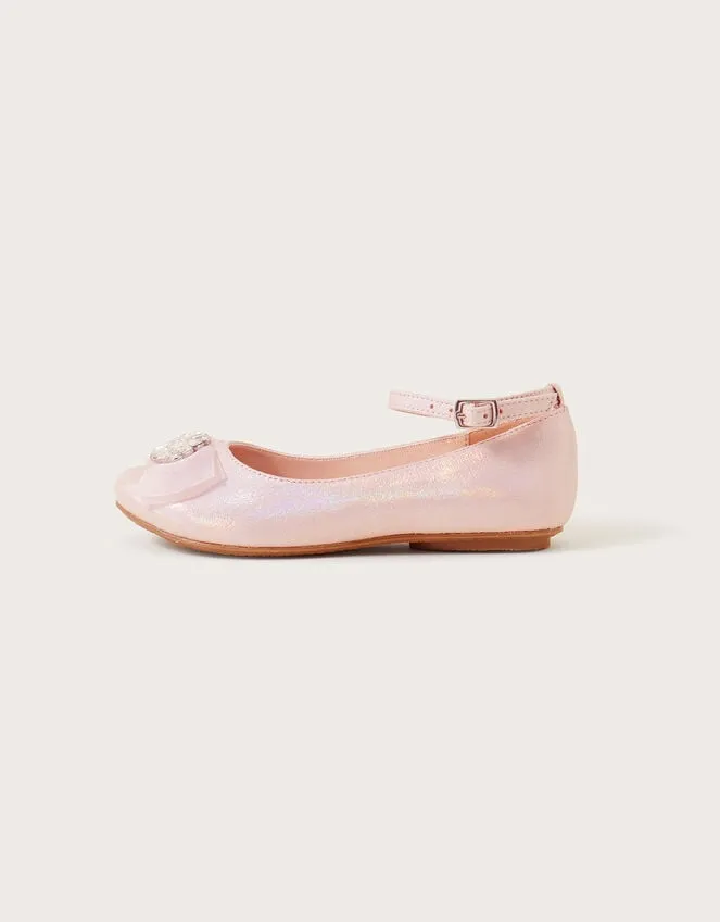 Children Jewel Organza Bow Ballerina Flats Pink Monsoon Partywear