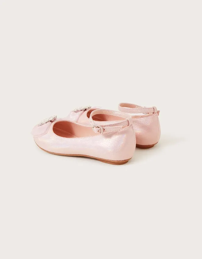 Children Jewel Organza Bow Ballerina Flats Pink Monsoon Partywear
