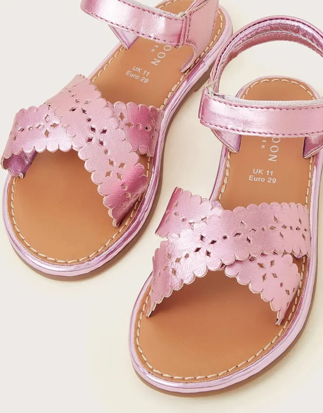 Children Leather Cutwork Sandals Pink Monsoon Girls039 Shoes and Sandals