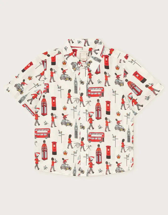 Children London Print Shirt Ivory Monsoon Tops and TShirts