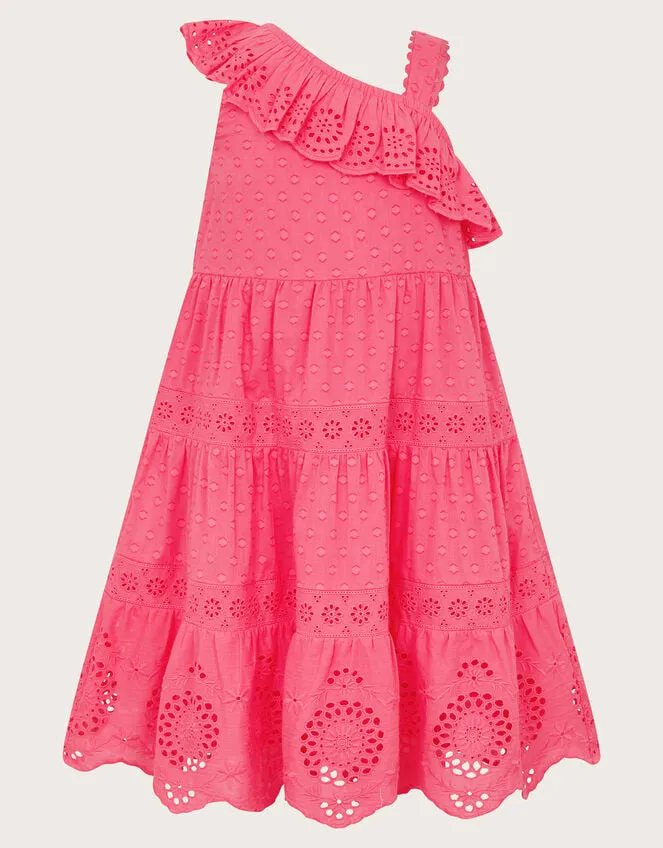 Children OneShoulder Broderie Dress Pink Monsoon Dresses