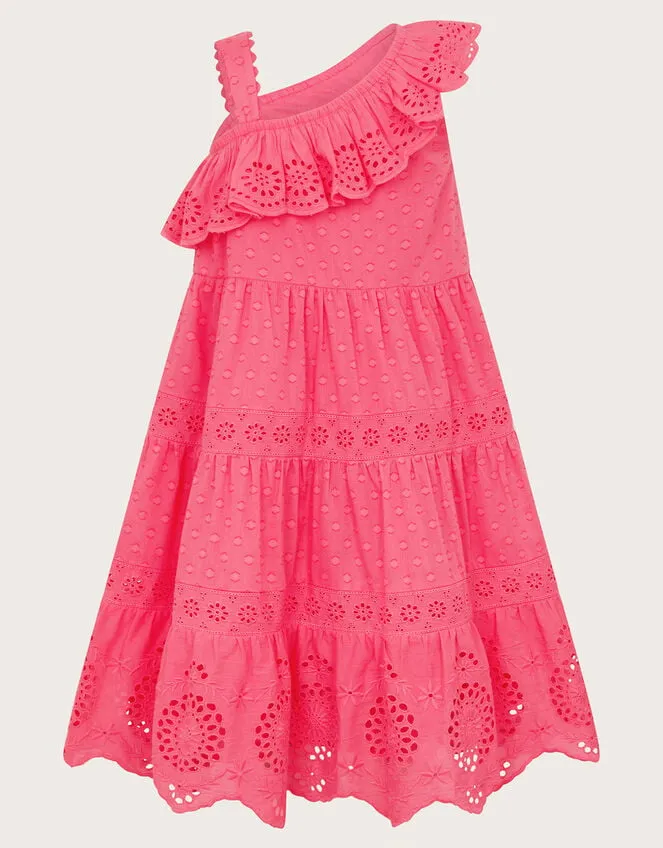 Children OneShoulder Broderie Dress Pink Monsoon Dresses