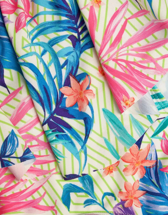 Children Palm Print Frill Bikini Set Ivory Monsoon Beachwear and Swimwear