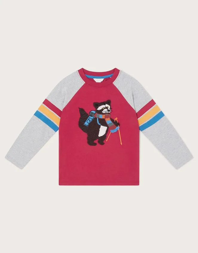 Children Raccoon Raglan TShirt Red Monsoon Tops and TShirts