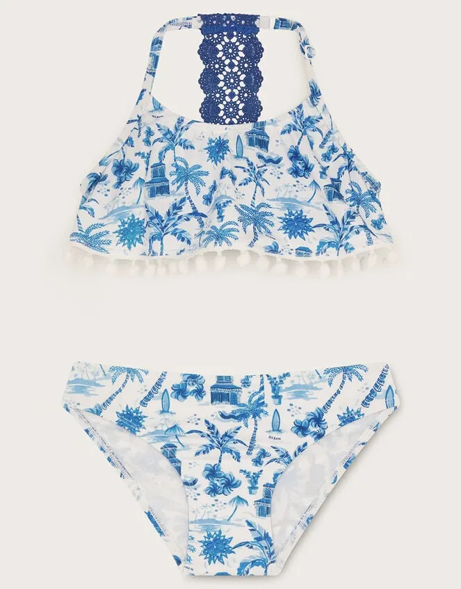 Children Resort Print Bikini Set Blue Monsoon Beachwear and Swimwear