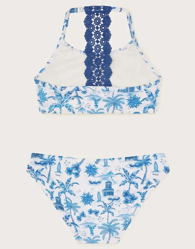 Children Resort Print Bikini Set Blue Monsoon Beachwear and Swimwear