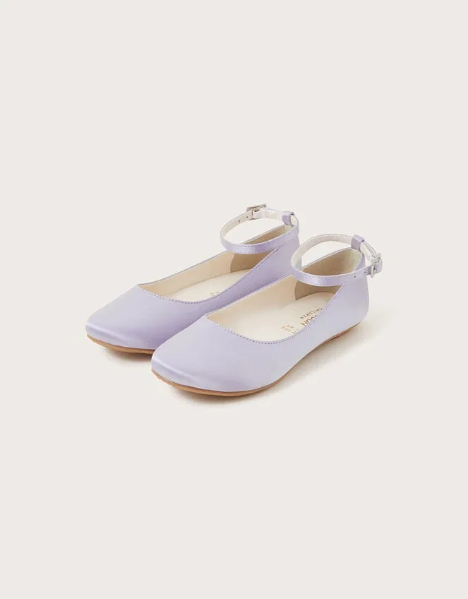 Children Satin Ballerina Flats Purple Monsoon Partywear