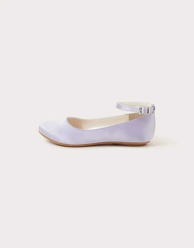 Children Satin Ballerina Flats Purple Monsoon Partywear