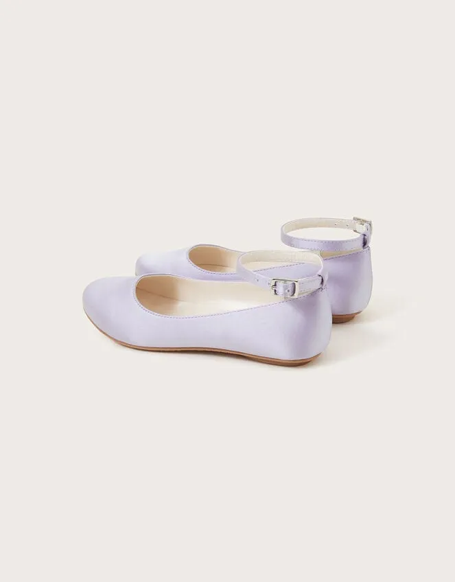 Children Satin Ballerina Flats Purple Monsoon Partywear