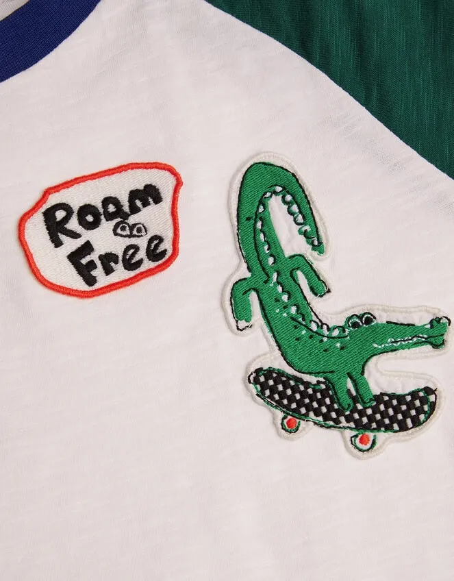 Children Sporty Crocodile Raglan TShirt White Monsoon Casualwear Collection