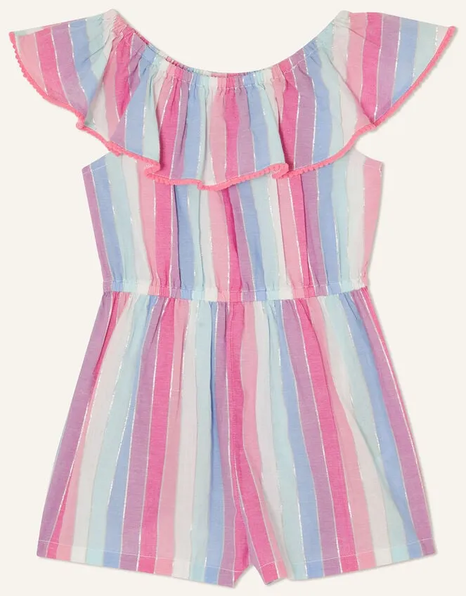 Children Stripe Frill Playsuit Pink Monsoon Beachwear and Swimwear