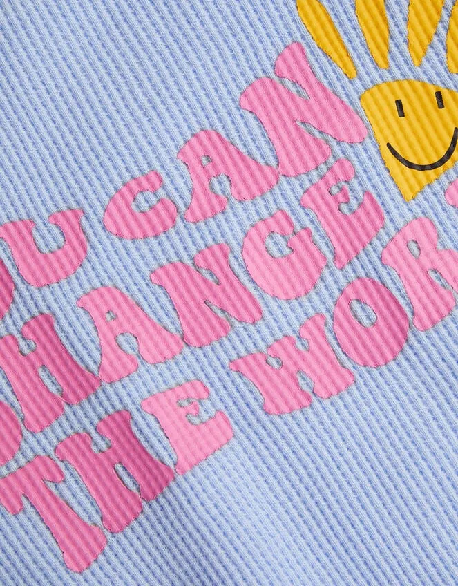 Children Sunshine Slogan Textured Top Blue Monsoon Casualwear Collection