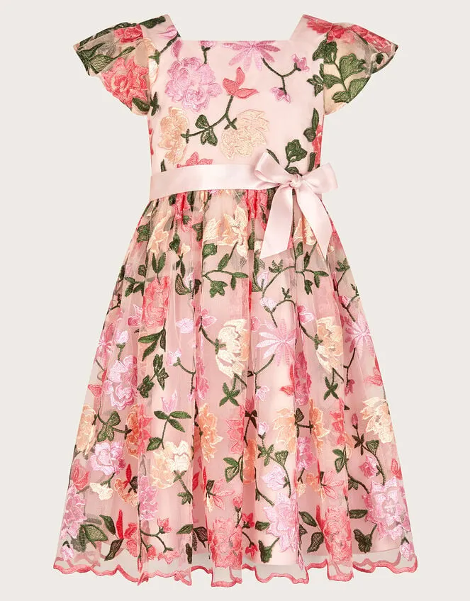 Children Tilly Floral Embroidered Dress Pink Monsoon Dresses