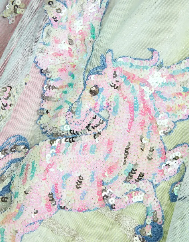 Children Unicorn Trapeze Dress Blue Monsoon Dresses