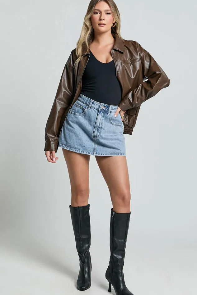 Chloe Jacket 8211 Faux Leather Bomber Jacket In Brown Women Showpo Jackets and Coats