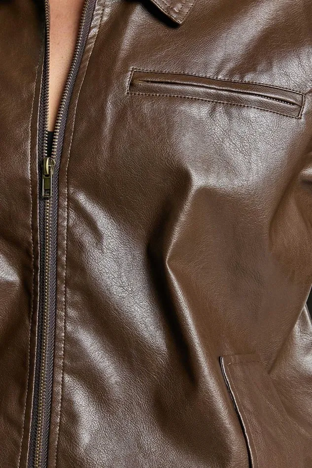 Chloe Jacket 8211 Faux Leather Bomber Jacket In Brown Women Showpo Jackets and Coats