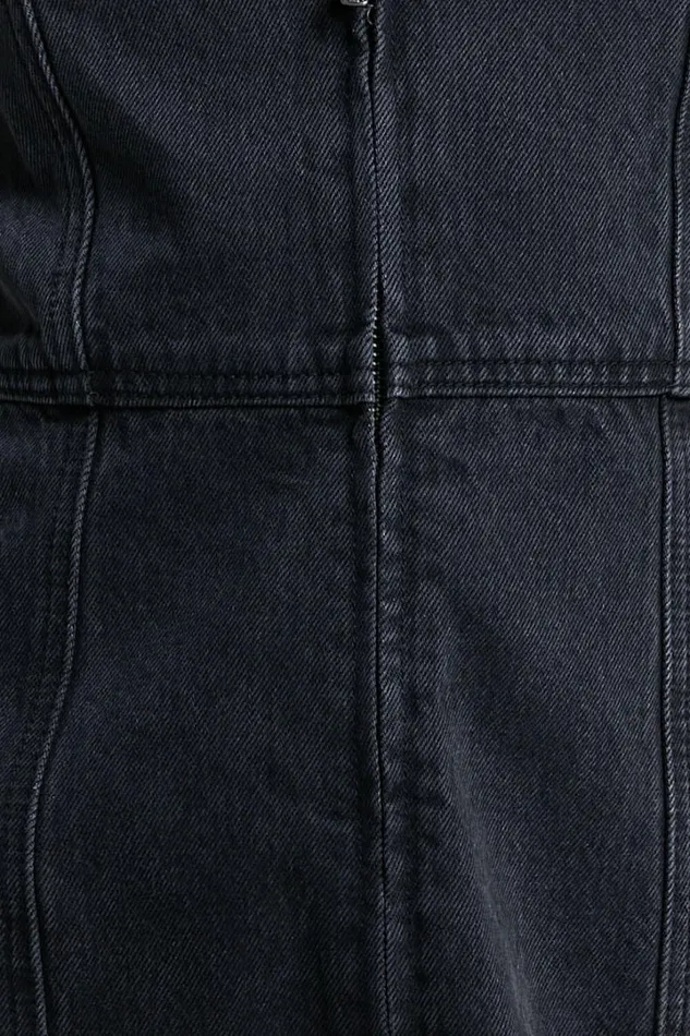 Chrysoula Mini Dress 8211 Square Neck Zip Front Sleeveless Bodycon Denim In Washed Black Women Showpo Denim