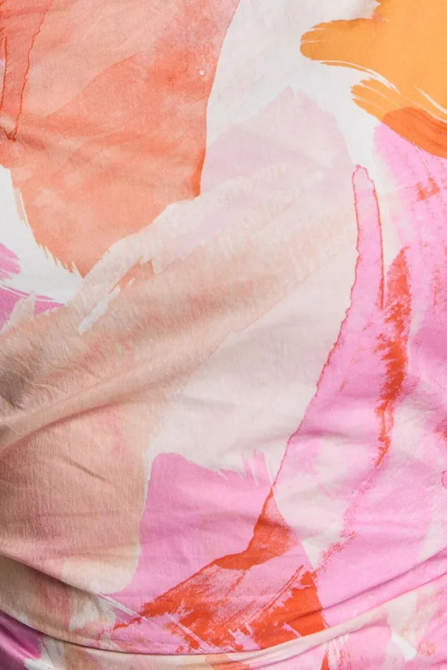 Cincinnati Midi Dress 8211 Off The Shoulder Side Split Column Linen Look Dress In Pink Blur Floral Women Showpo Dresses