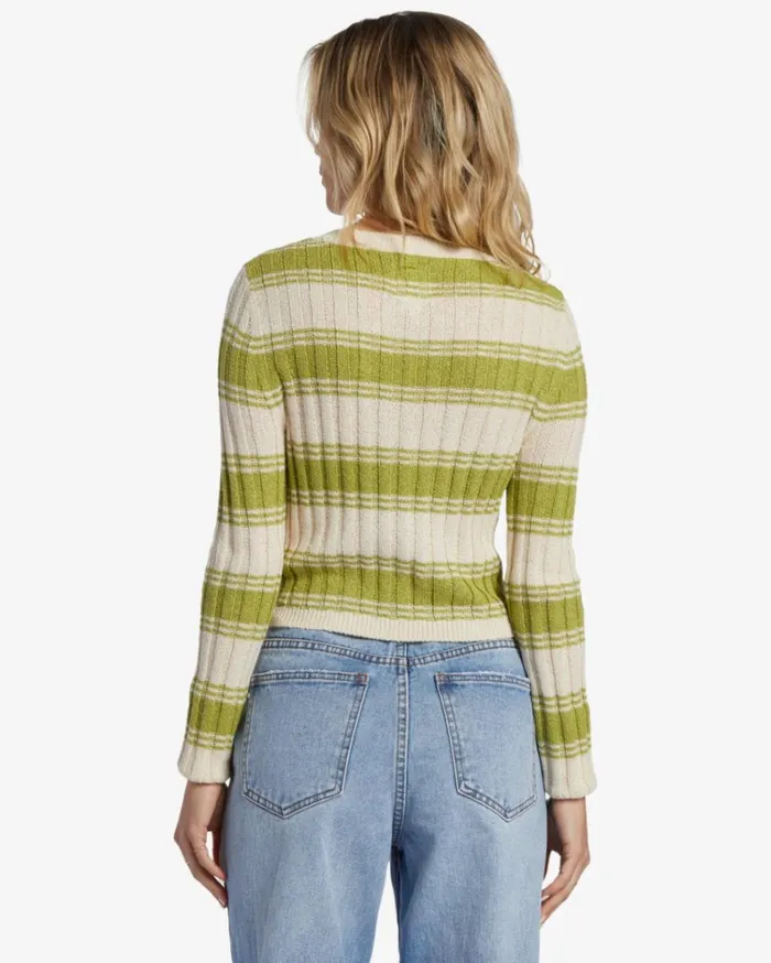Clare Crew Neck Sweater Palm Green Women Billabong Sweaters