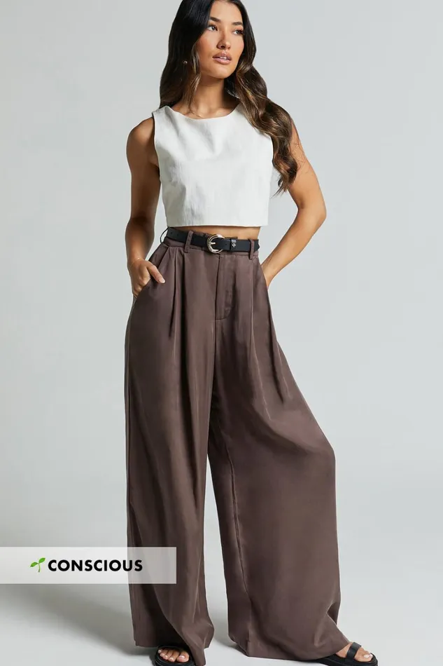 Clarke Pants 8211 High Waist Wide Leg Pants In Slate Women Showpo Pants