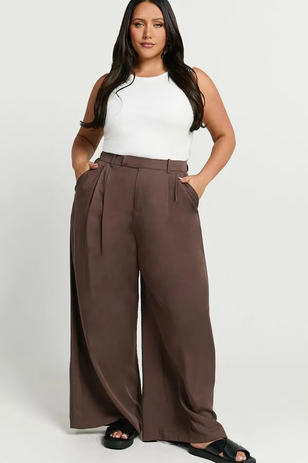 Clarke Pants 8211 High Waist Wide Leg Pants In Slate Women Showpo Pants