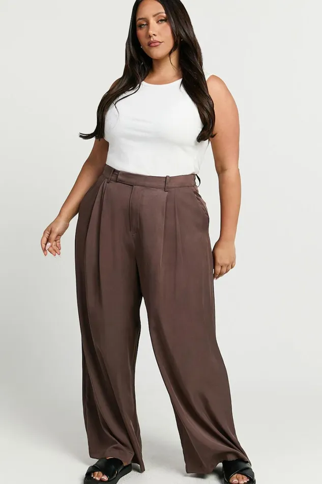 Clarke Pants 8211 High Waist Wide Leg Pants In Slate Women Showpo Pants