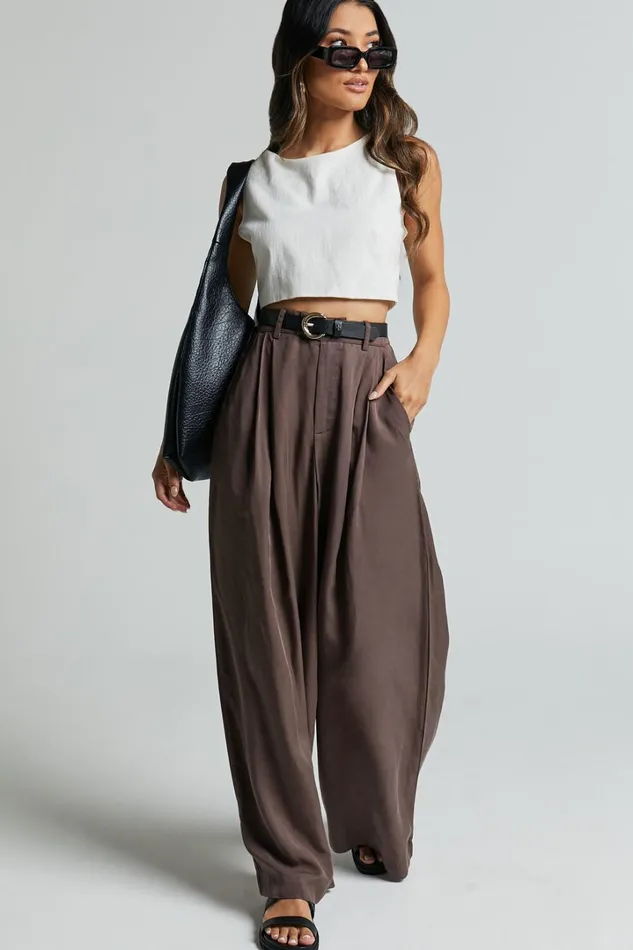 Clarke Pants 8211 High Waist Wide Leg Pants In Slate Women Showpo Pants