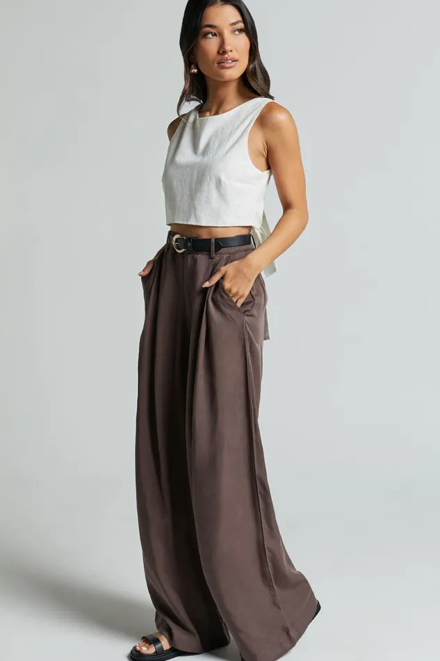 Clarke Pants 8211 High Waist Wide Leg Pants In Slate Women Showpo Pants